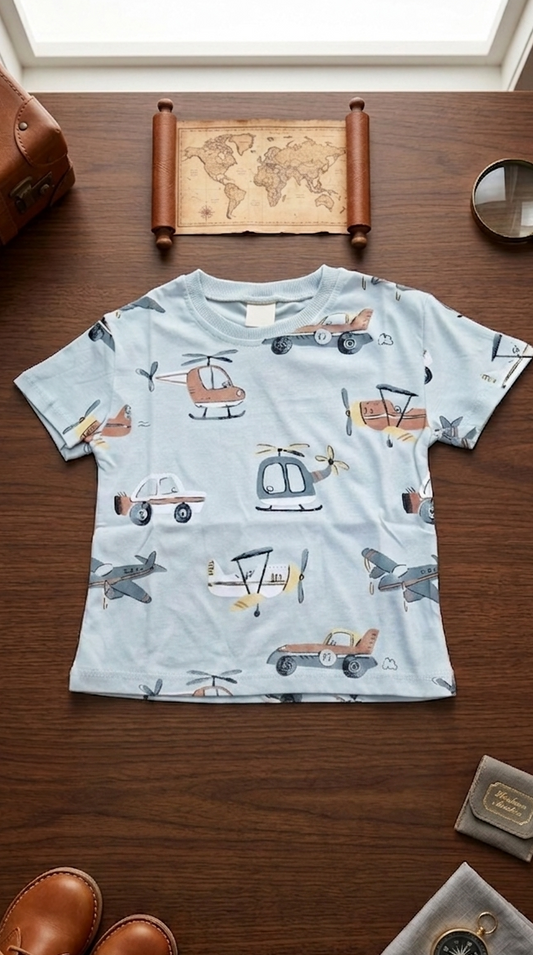 T_shirt helicopter green_divonette