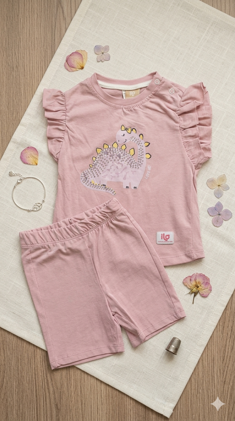 Dino-pink set  - Cotton Set