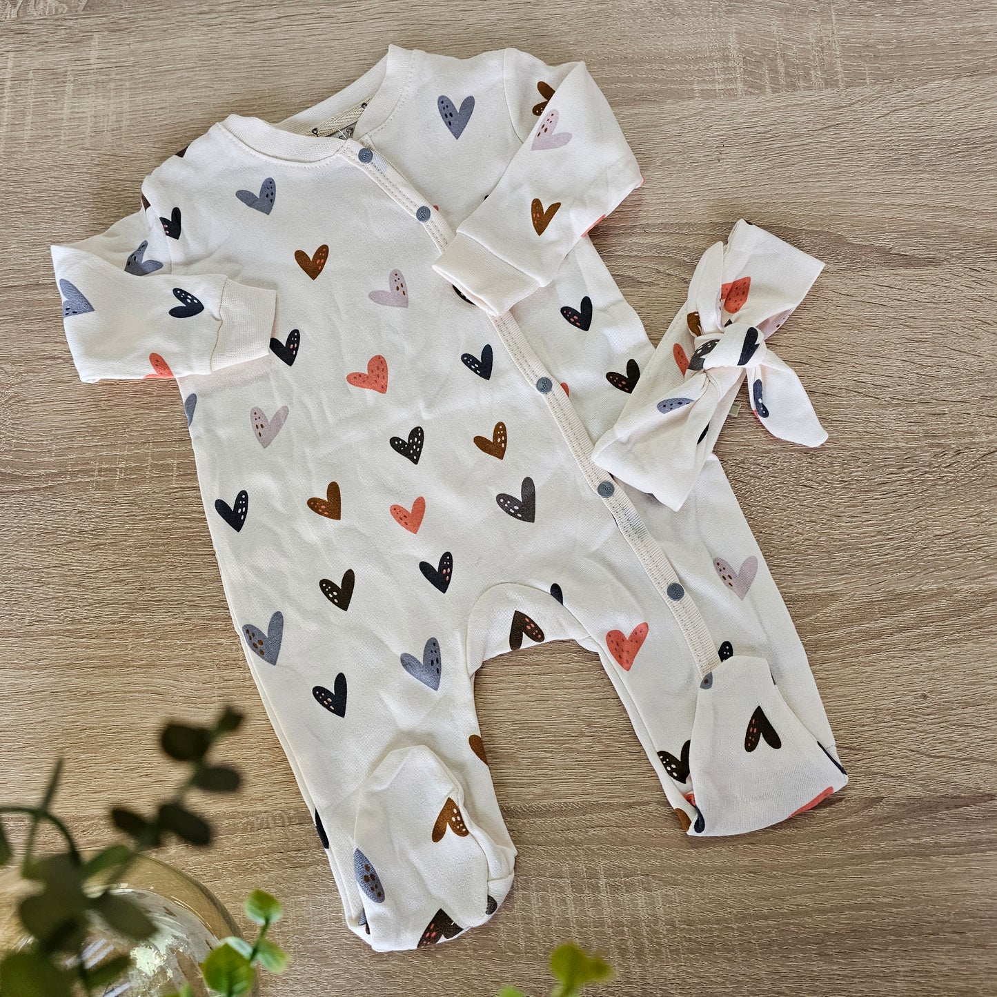 Heart cotton overall & headband