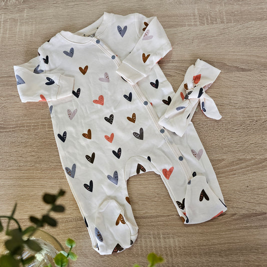 Heart cotton overall & headband