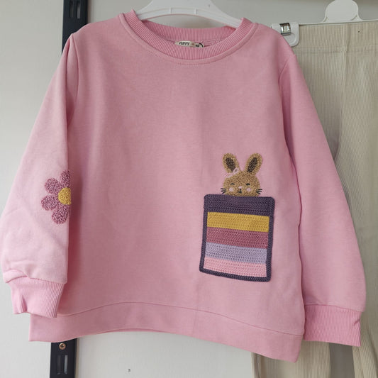 Rabbit pink sweatshirt flecce