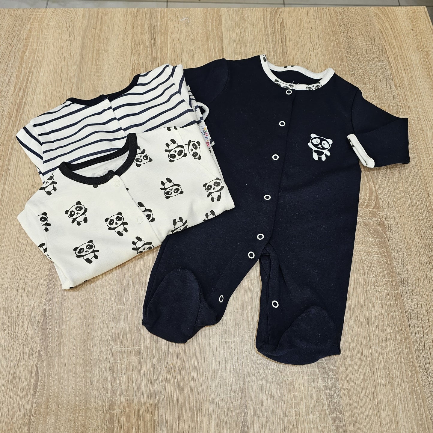 Panda - pack of 3 cotton overalls