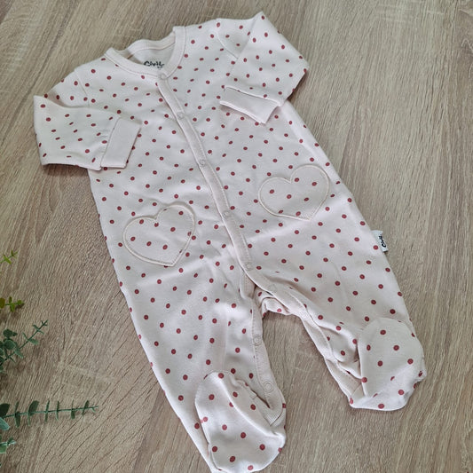 Heart points beige - Overall cotton