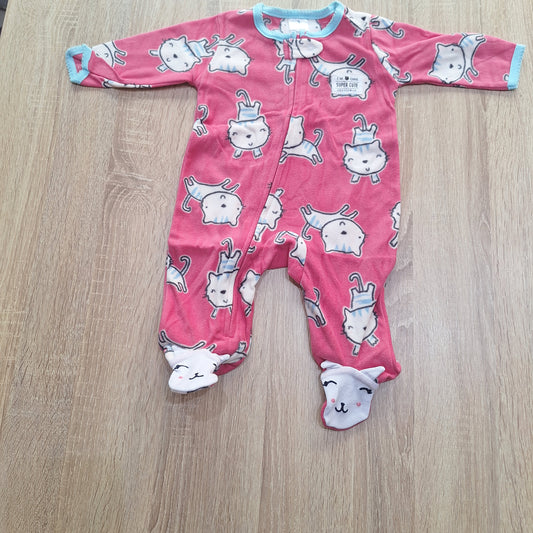 Mini cat pink velvet overall